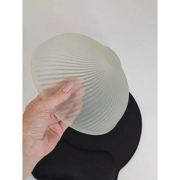 Vintage 8.5" Frosted Glass Ribbed Swirl Ceiling Light Shade - Picture 13 of 14